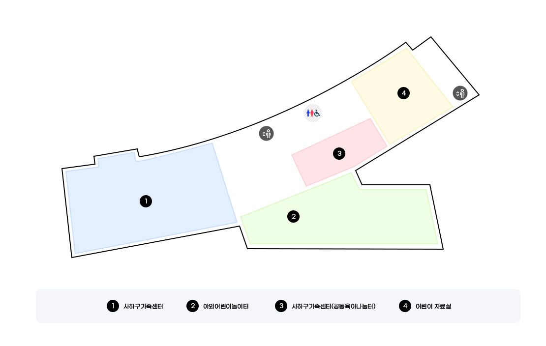 지상 1층(어린이 열람실, 장애인 전용 주차구역, 승강기)