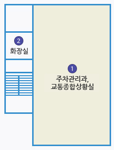 제2별관 4층 배치도 : 1 교통행정과 맞은 편 계단 옆 4 화장실 있음.